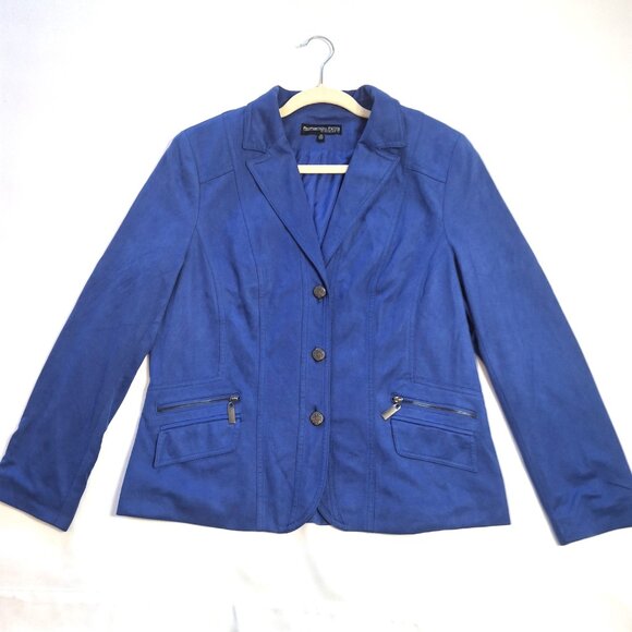 Vintage Conrad C Proportion Petite Sz 12 (LG) Suede Blazer Jacket Buttoned Lined - Picture 9 of 16